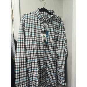 New BERKLEY JENSEN checked cotton blend long sleeve front pocket shirt XXL